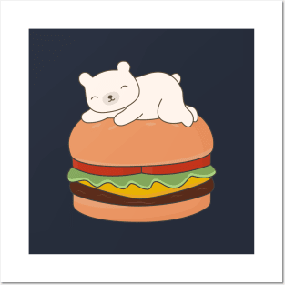 Kawaii Polar Bear Burger T-Shirt Posters and Art